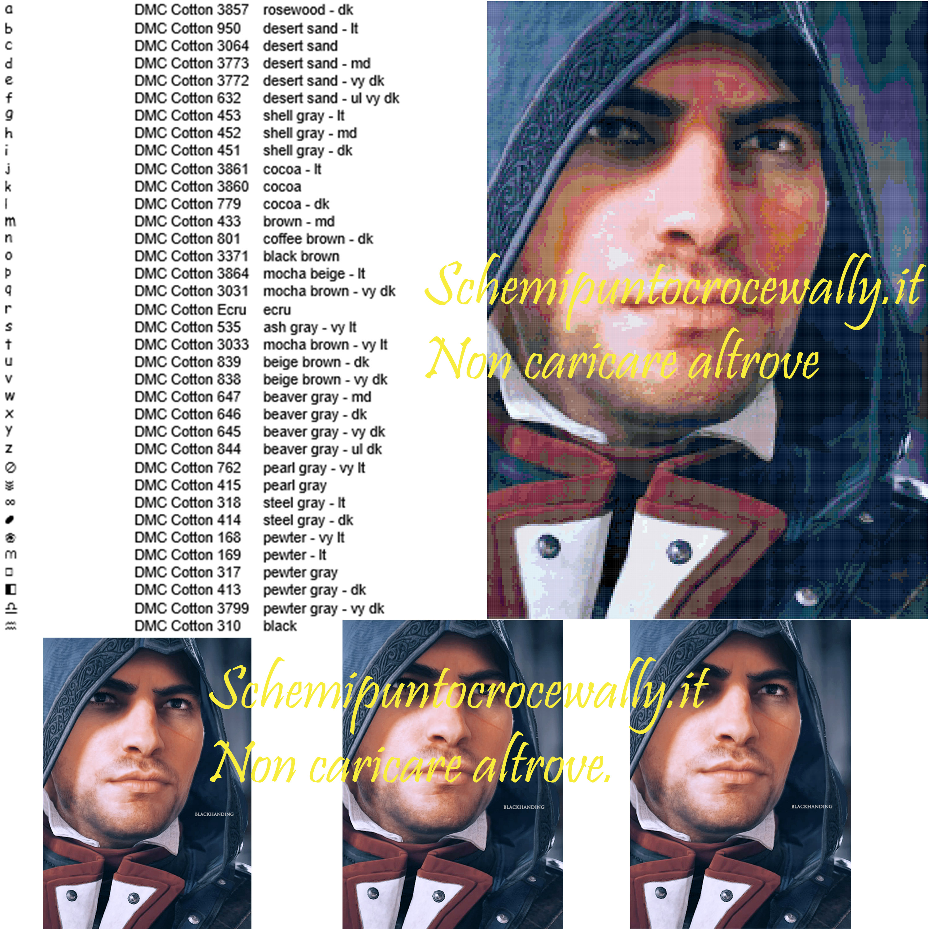 Arno (Assassin’ s creed) schema gratis punto croce 210x294 99 colori (2)