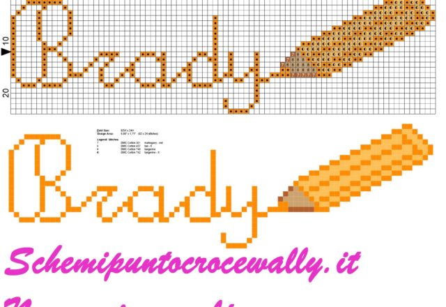 Brady nome con matita colorata schema punto croce