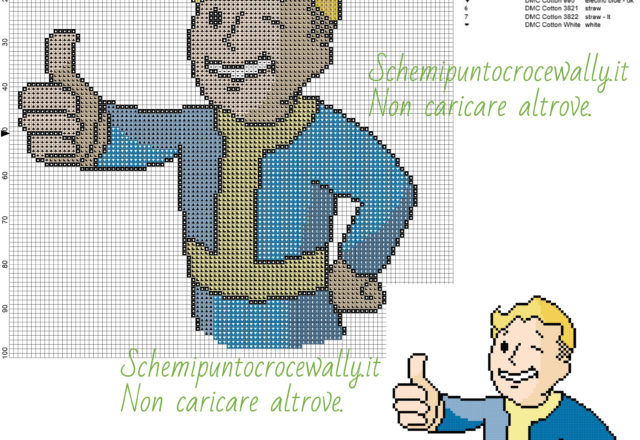 Fallout schema punto croce gratis di videogiochi 100x101 10 colori