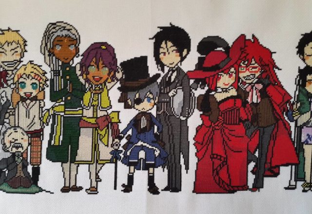 Foto lavoro punto croce Black Butler autrice Fan su Facebook Martina Sangster (7)