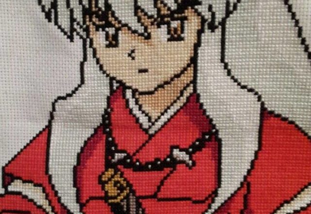 Foto lavoro ricamo terminato Inuyasha autrice Fan su Facebook Martina Sangster