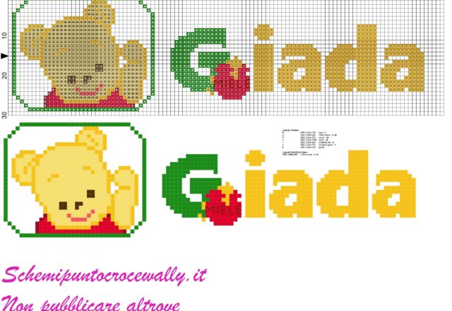 giada nome con winnie the pooh schema punto croce