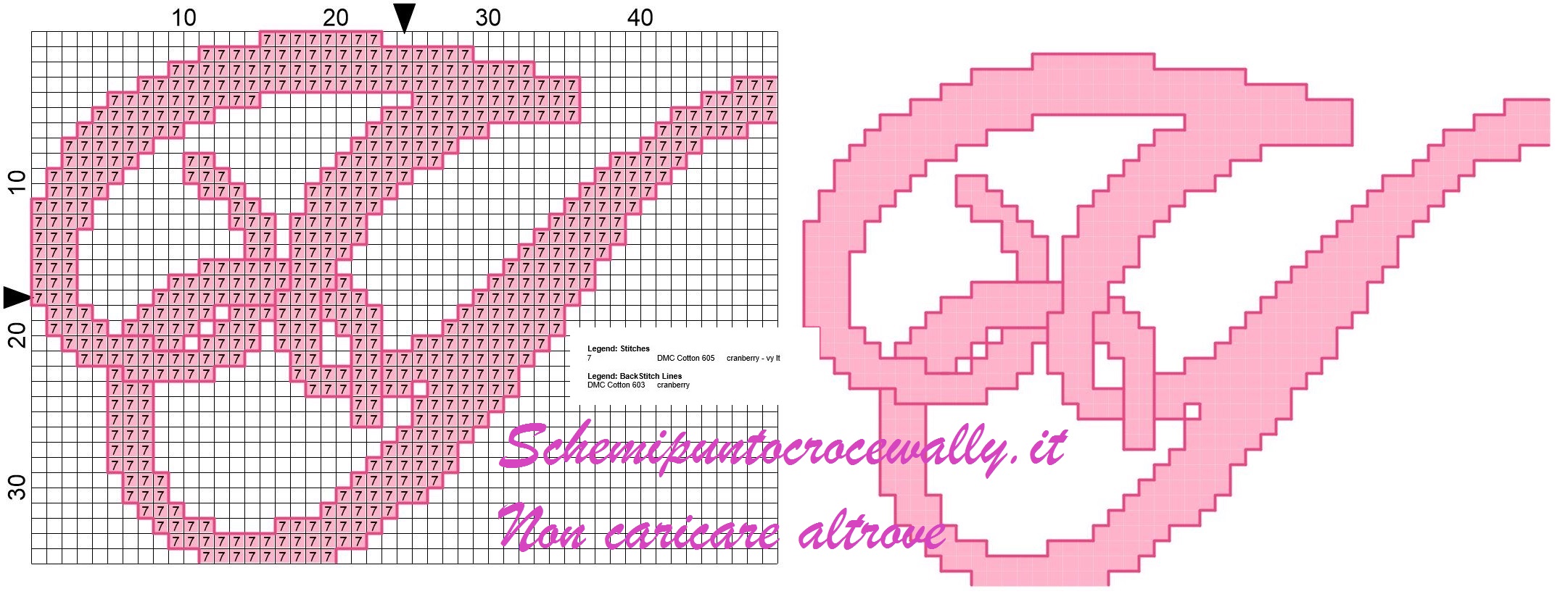 y iniziale schema punto croce